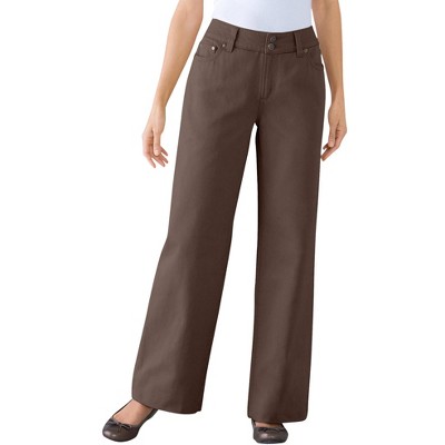 Woman Within Perfect Wide-Leg All-Cotton Denim Five-Pocket Jeans
