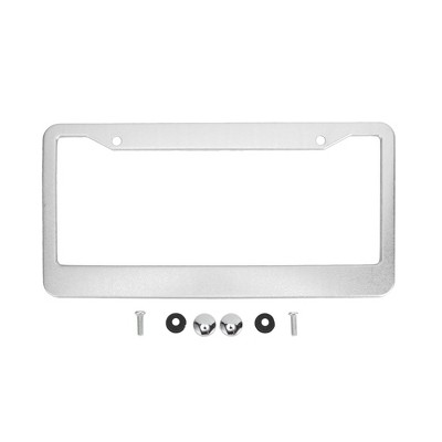 Unique Bargains Aluminium Alloy License Plate Holder Durable Mirror Polished Silver Tone