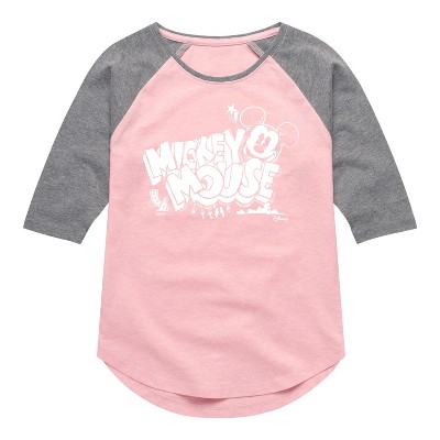Girls' - Disney - Mickey Mouse Chalk Drawing Shirt Tail Raglan Graphic T-shirt