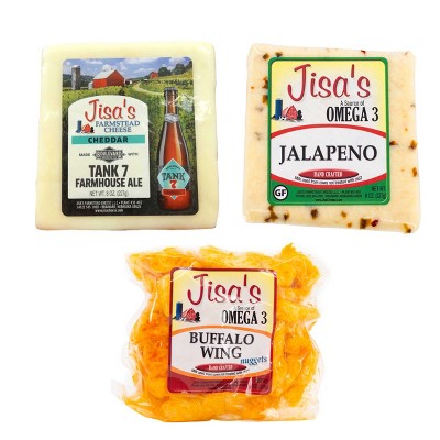 Jisa's Farmstead 3 Piece Cheese Sampler - Jalapeno, Buffalo Wing, BLVD Tank 7 Farmhouse Ale