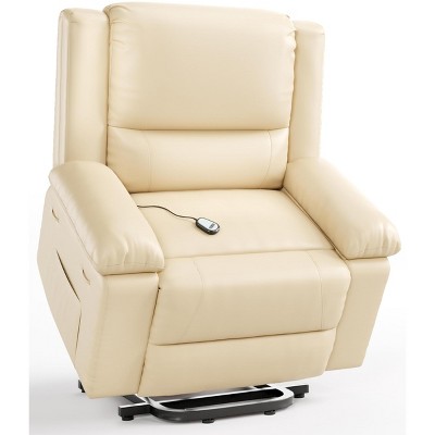 21" Wide Power Lift Recliner Chair for Elderly, Faux Leather w/ Heat, Massage & Adjustable Back and Legs, for Seniors or Mobility Impaired