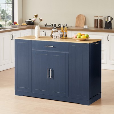 Bella Depot 53.2‘’ Kitchen Island Storage  with Drawers and Trash Can for Kitchen & Dining