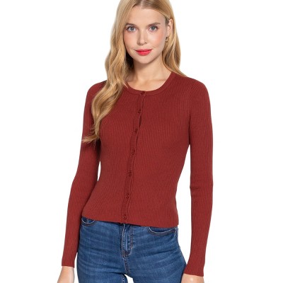Slickblue Women's Long Sleeve Crew Neck Cardigan, Classic Knit Layering Sweater, 4 Color Options, Size S-L