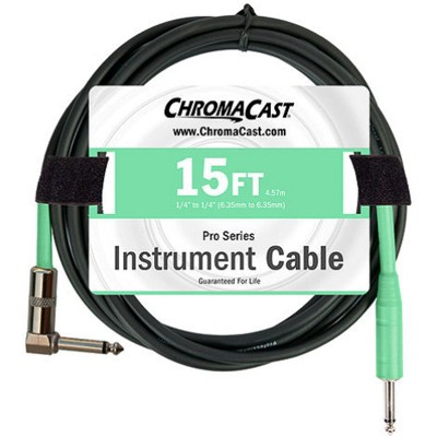 ChromaCast Pro Series Instrument Cable, Straight - Angle, Surf Green, 15 feet