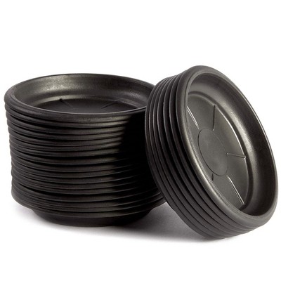 Juvale 24 Pack Small Plastic Plant Saucers for Pots, 4 Inch Drip Tray for Planter, Indoor, Outdoor Flowers, Black