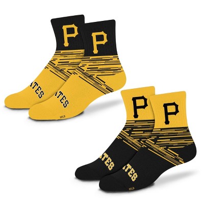 MLB Pittsburgh Pirates Youth Quarter Socks - 2pk: Cushioned Heel & Toe, Team Logo Design