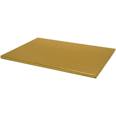 O'Creme Gold Rectangular Cake Pastry Drum Board 1/2 Inch Thick, Half-Sheet Size (13-5/8 Inch x 18-3/4 Inch) - Pack of 5