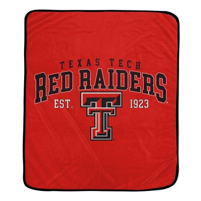 NCAA Texas Tech Red Raiders Vintage Arch Block Flannel Fleece Blanket: Sports Team Logo Plush Throw
