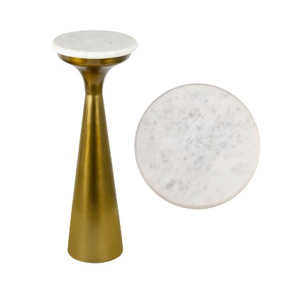 JONATHAN Y Oliver Mid-Century Glam Retro Metal Drink Table with Marble Top