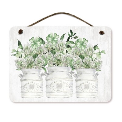 Courtside Market St. Patrick's Day Flower Pots 16x12 Hanging Artboard with Twine