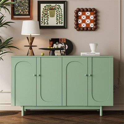 Sideboard Buffet Cabinet, Modern Kitchen Storage Cabinet With 4 Doors Adjustable Shelves, Wooden Sideboard Cabinet For Hallway Living Room