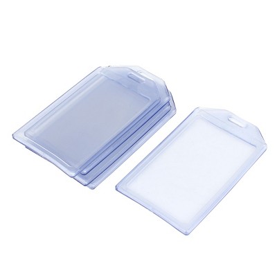 Unique Bargains Clear Blue PVC Soft Vertical Waterproof ID Work Badge Card Holder 5 Pcs
