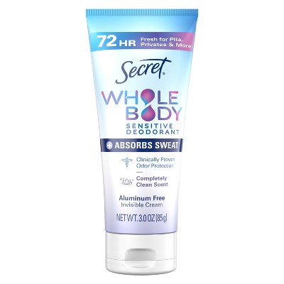 Secret Dry Feel Whole Body Deodorant Cream - Completely Clean - 3oz