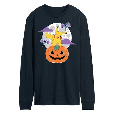 Men's - Pokémon - Pikachu Pumpkin With Moon Long Sleeve Graphic T-Shirt