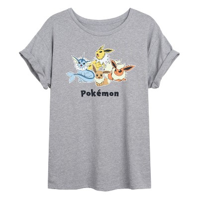 Women's - Pokémon - Eevee Vaporeon Jolteon Flareon Eeveelutions Oversized Graphic T-Shirt