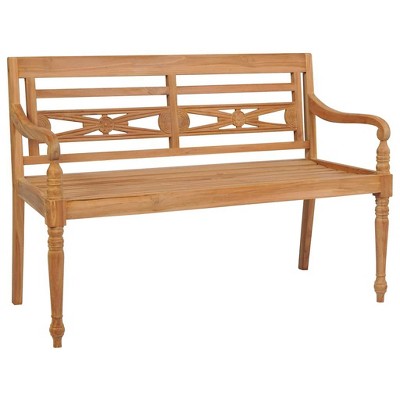 vidaXL Batavia Bench Garden Bench Patio Loveseat with Cushion Solid Wood Teak - Black 47.2"