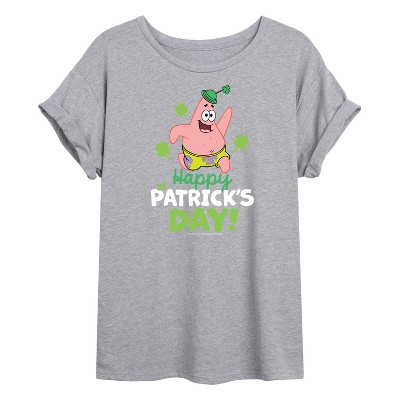 Women's - SpongeBob SquarePants - Happy St. Patricks Day Oversized Graphic T-Shirt