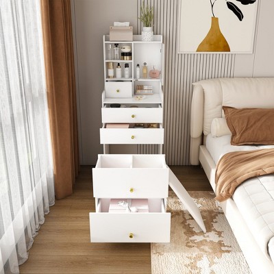 Bella Depot 19.69'' Makeup Vanity Dressing Table with LED Mirror and Storage Stool