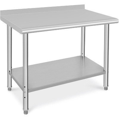 Stainless Steel Work Table, NSF Commercial Grade, Adjustable Shelf, Silver