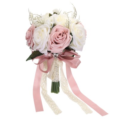 Unique Bargains Wedding Flowers Greenery Handmade Artificial Bridal Bouquets 1 Pc