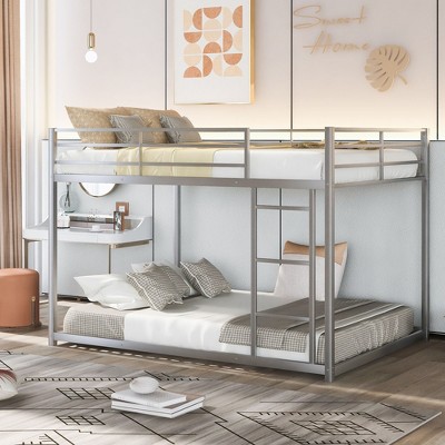 NicBex Full/Twin Over Full/Twin Metal Low Bunk Bed with Ladder,Modern Bed Frame for Kids Room,Bedroom