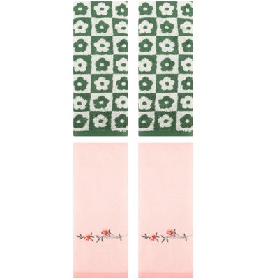 REGALWOVEN 4 Pcs Cotton Soft Absorbent Decorative Bathroom Hand Towel