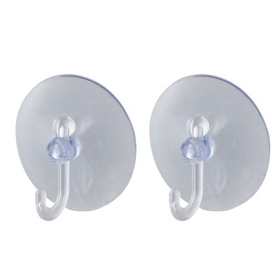 Unique Bargains Bathroom Glass Window Cloth Towels Rubber Wall Suction Cup Hook Clear 2 Pcs