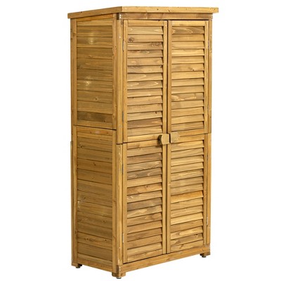 Gulches Outdoor Storage Cabinet, Wood Garden Shed, Pool Storage Shed w/ Lockable Door,2 Removable Shelves, Outside Shed for Patio, Backyard , Lawn