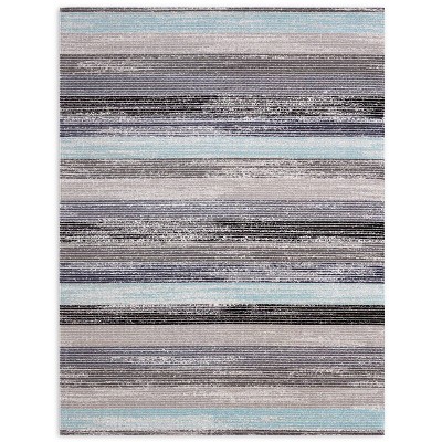 7'9" x 10'2" New York Patio Sofia Estelle Indoor/Outdoor Rug Gray/Blue - Nicole Miller: UV & Stain-Resistant, Woven Polypropylene