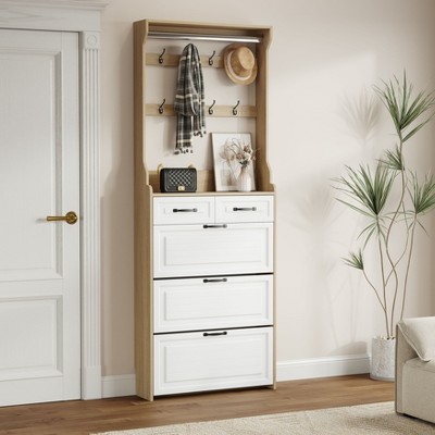Okak Modern Freestanding Shoe Cabinet with 3 Flip Doors & 2 Drawers, Ample Storage Hidden Shoe Rack Cabinet for Entryway,Hallway
