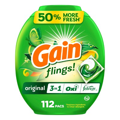 Gain Flings Original Scent HE Compatible Laundry Detergent Soap Pacs