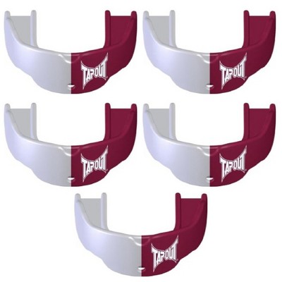 Tapout Youth Protective Sports Mouthguard with Strap 5-Pack - Maroon/White