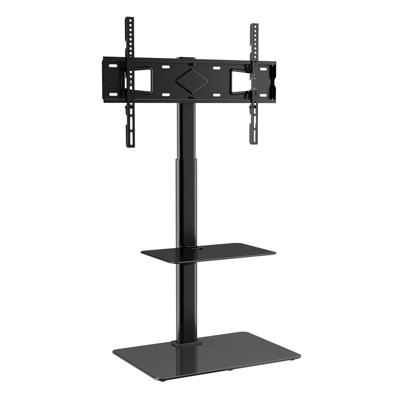 VEVOR TV Stand Mount, Swivel Tall TV Stand for 32 to 65 inch TVs, Height Adjustable Portable Floor TV Stand with Tempered Glass Base, Living Room