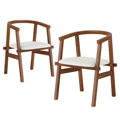 Costway Wooden Dining Chairs Set of 2/4 with Wrap-around Armrest & Padded Seat for Kitchen
