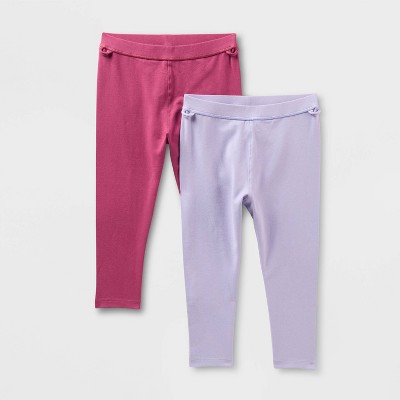 Girls' 2pk Adaptive Capri Leggings - Cat & Jack™ Purple/Pink