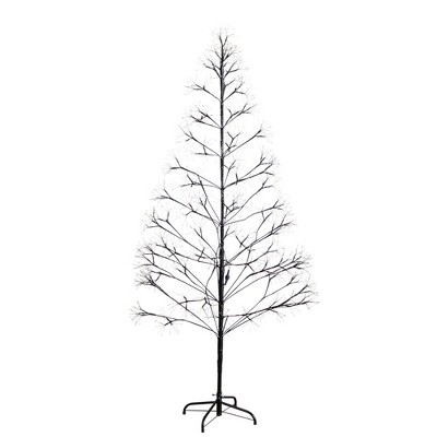 Nearly Natural 6-ft Pre-Lit Artificial Halloween Black Starburst Tree with 1680 Fairy Warm White LED Lights
