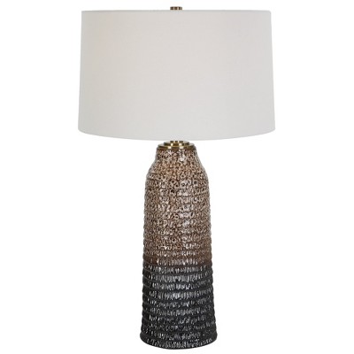 Uttermost Padma Mottled Table Lamp – Carved Ceramic Base with Brushed Brass, 31"H