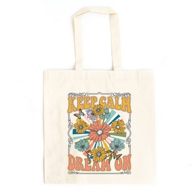 City Creek Prints Keep Calm Dream On Canvas Tote Bag - 15x16 - Natural
