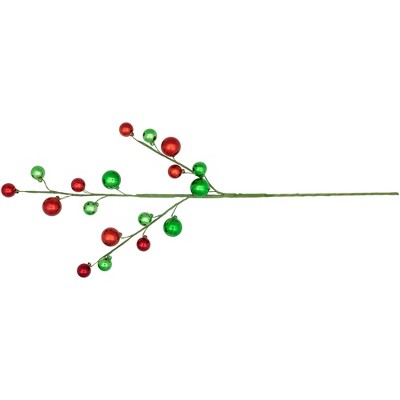 Northlight 30" Green and Red Ball Ornament Christmas Spray