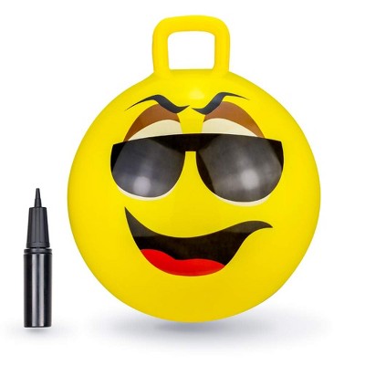 BounceZiez Inflatable Bouncy Hopper Ball W/ Pump - 18" - Yellow - Glasses