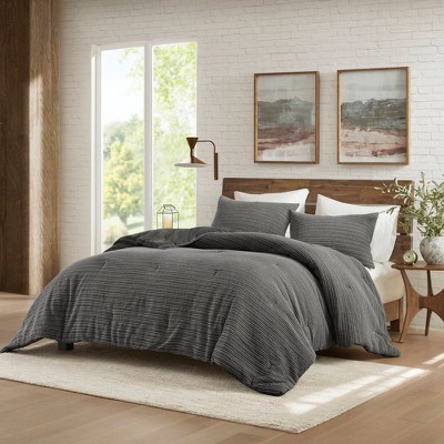 3PCS King/Cal King Waffle Washed Comforter Set