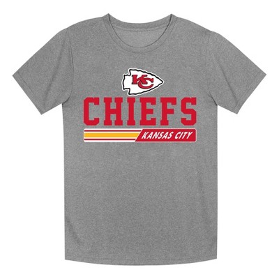 NFL Kansas City Chiefs Boys' Gray Heather Short Sleeve Poly T-Shirt
