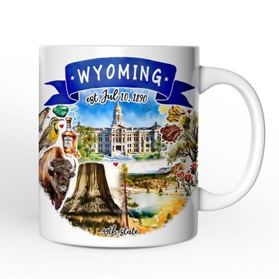 Artistic Wyoming State Themes and Landmarks Mug (Non-Custom Only)| OrnamentallyYou