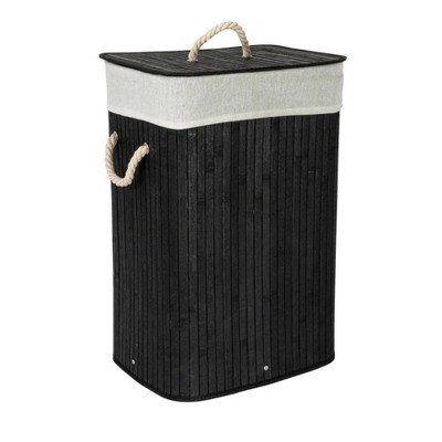 Bamboo Laundry Hamper with Rope Handles, Lid and Removable Machine Washable Laundry Bag