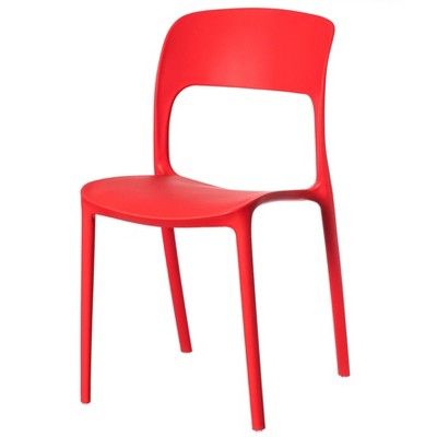 Fabulaxe Modern Plastic Outdoor Dining Chair with Open Curved Back