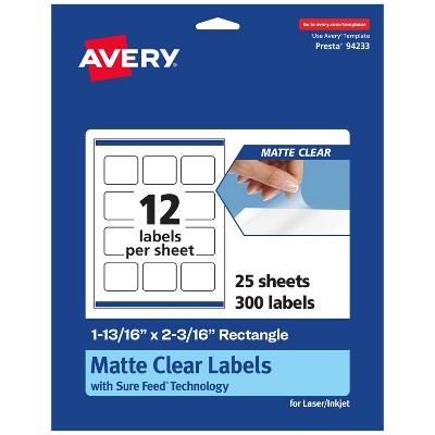 Avery Matte Clear Labels,  1-13/16" x 2-3/16" Rectangle