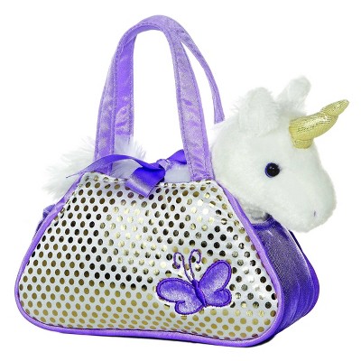 Aurora Fancy Pals 7" Aurora Unicorn Pet Carrier Purple Stuffed Animal