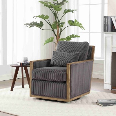 CAVINAS Corduroy Swivel Barrel Accent Chair with High Backrest,Cozy Upholstered Swivel Living Room Chairs,Reading Chairs for Living Room