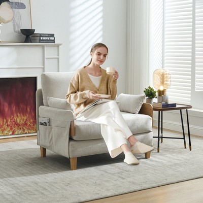 MOONMISS 3-in-1 convertible sleeper,mid-century modern decor,suitable for small spaces with three pillows