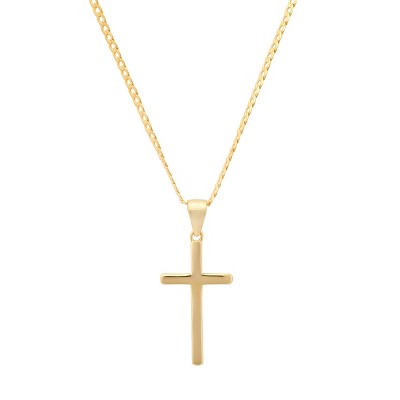Steeltime men's sterling silver 24" Cuban chain and cross pendant. Color Options: Silver, Gold